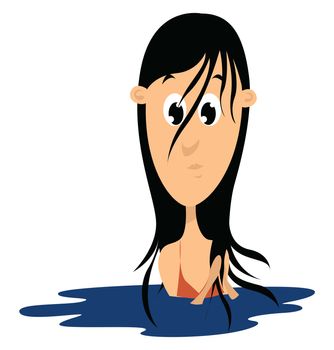 Girl in the water , illustration, vector on white background