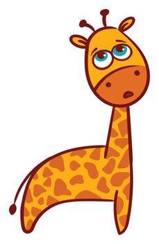 Scared giraffe , illustration, vector on white background