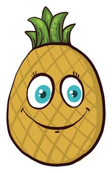 Happy cute pineapple , illustration, vector on white background