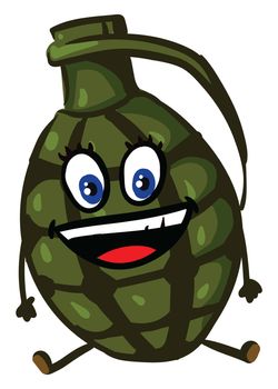 Happy grenade , illustration, vector on white background