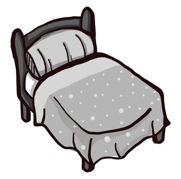 Grey bed , illustration, vector on white background
