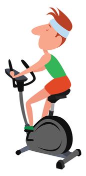 Guy in the gym , illustration, vector on white background