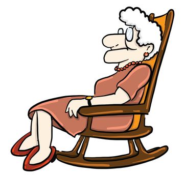 Grandma in chair , illustration, vector on white background