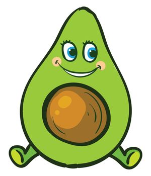 Happy avocado , illustration, vector on white background