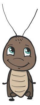 Happy cockroach , illustration, vector on white background