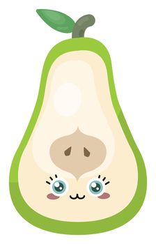 Half green pear , illustration, vector on white background