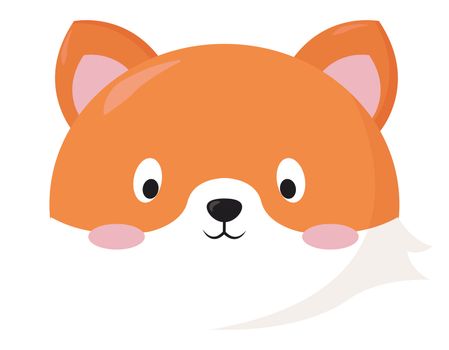 Cute fox head , illustration, vector on white background