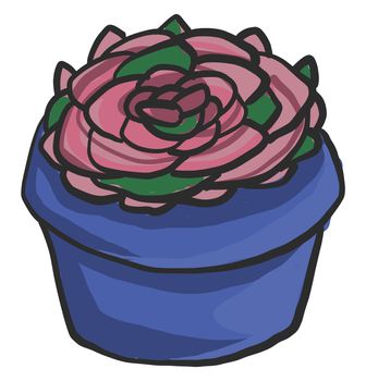 Cute plant in pot , illustration, vector on white background