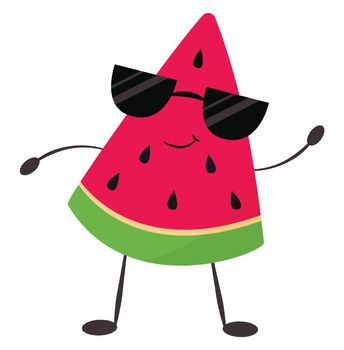 Happy watermelon piece , illustration, vector on white background