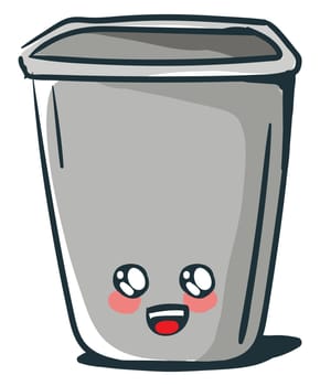 Happy trash can , illustration, vector on white background