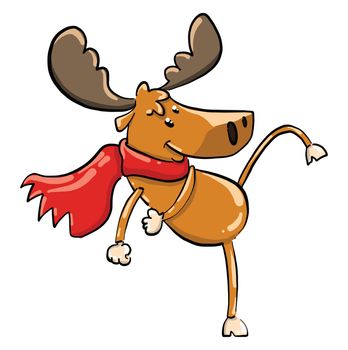 Funny deer , illustration, vector on white background