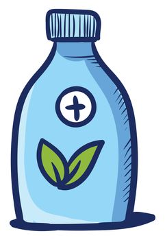 Herbal remedy bottle , illustration, vector on white background