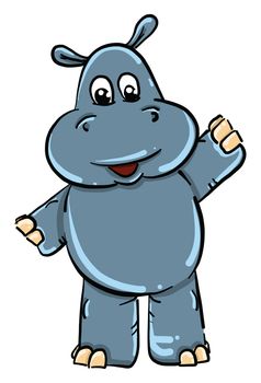 Happy hippo , illustration, vector on white background