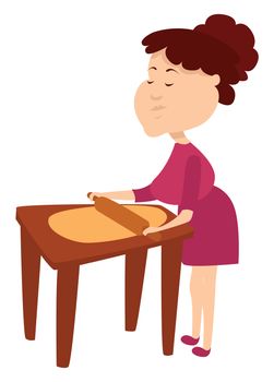 Woman making food , illustration, vector on white background