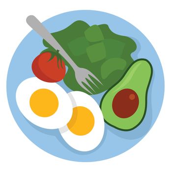 Healthy food on plate , illustration, vector on white background
