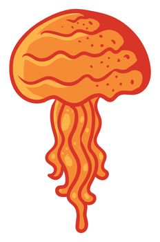 Orange jellyfish , illustration, vector on white background