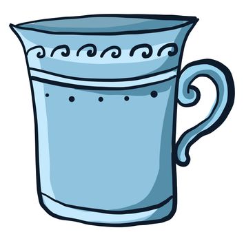 Blue old cup , illustration, vector on white background