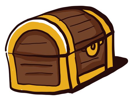 Wooden chest with treasure , illustration, vector on white background