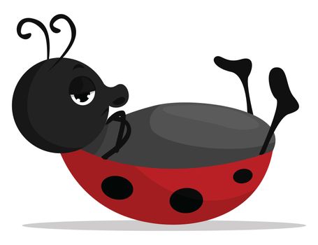 Ladybug relaxing , illustration, vector on white background