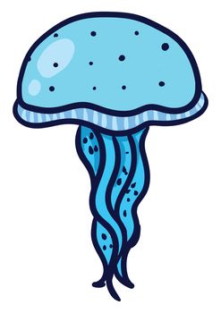 Blue jellyfish , illustration, vector on white background