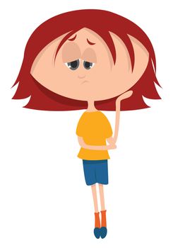 Lazy girl with red hair , illustration, vector on white background