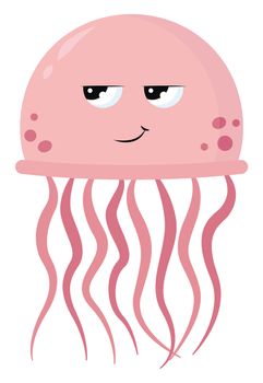 Bored jellyfish , illustration, vector on white background