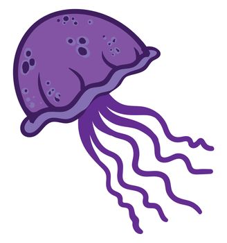 Purple jellyfish , illustration, vector on white background