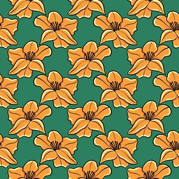 Orange flowers pattern , illustration, vector on white background