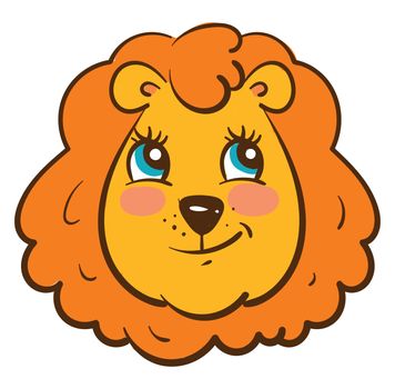 Happy head of a lion , illustration, vector on white background