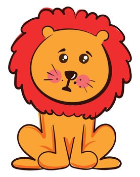 Sad lion , illustration, vector on white background