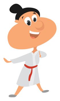 Karate girl , illustration, vector on white background