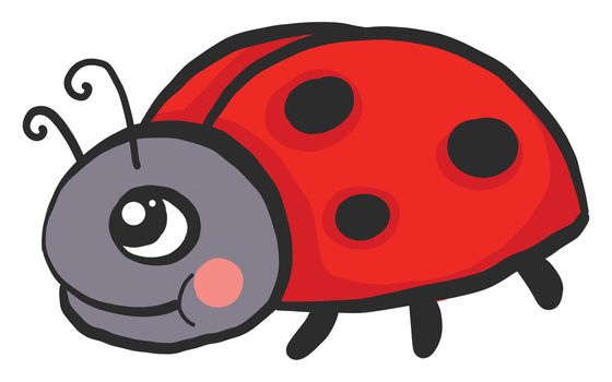 Happy ladybug , illustration, vector on white background