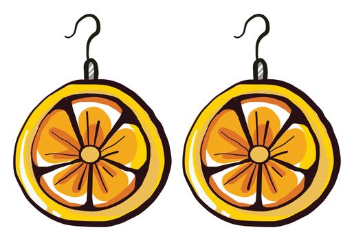 Lemon earrings , illustration, vector on white background