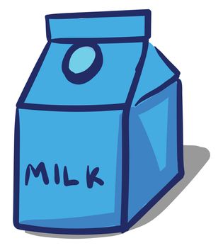 Milk in blue box , illustration, vector on white background