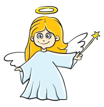 Little happy angel , illustration, vector on white background