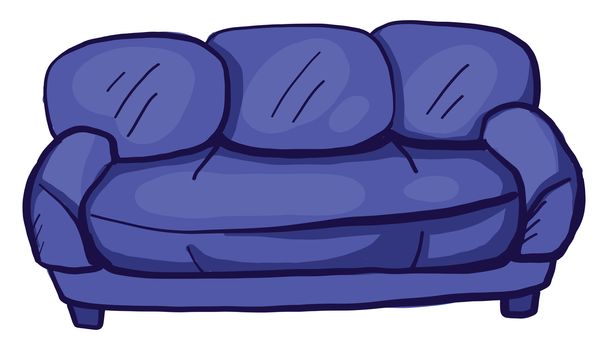 Purple couch , illustration, vector on white background