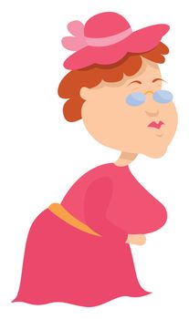 Lady in pink , illustration, vector on white background