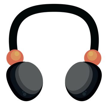 Black headphones , illustration, vector on white background