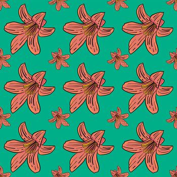 Lily flower pattern , illustration, vector on white background