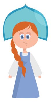 Girl in national clothes , illustration, vector on white background