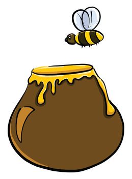 Honey jar , illustration, vector on white background