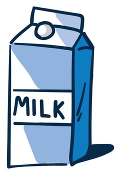 Milk in box , illustration, vector on white background