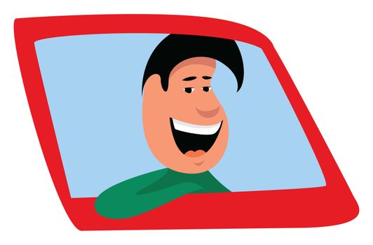 Man in the car , illustration, vector on white background