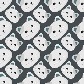 White kitten pattern , illustration, vector on white background