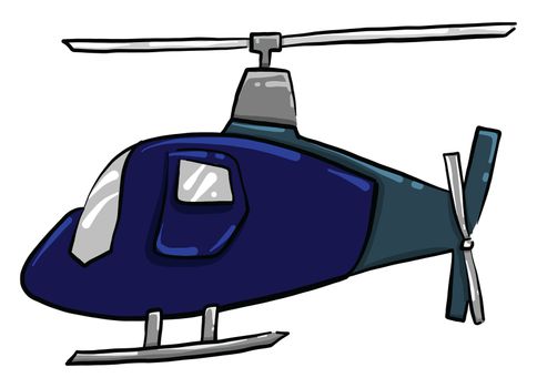 Blue helicopter , illustration, vector on white background