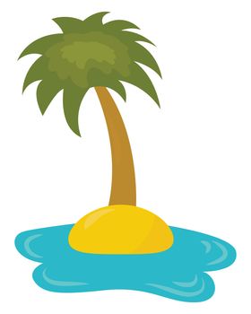 Palm tree on island , illustration, vector on white background
