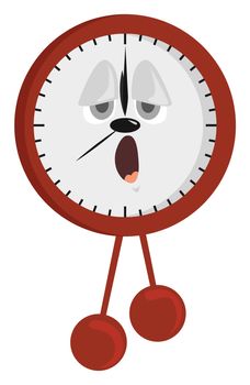 Red clock , illustration, vector on white background