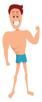 Man on the beach , illustration, vector on white background