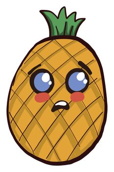 Sad pineapple , illustration, vector on white background