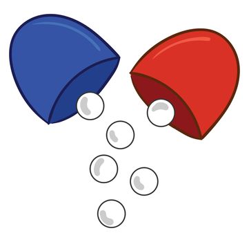 Open capsule , illustration, vector on white background